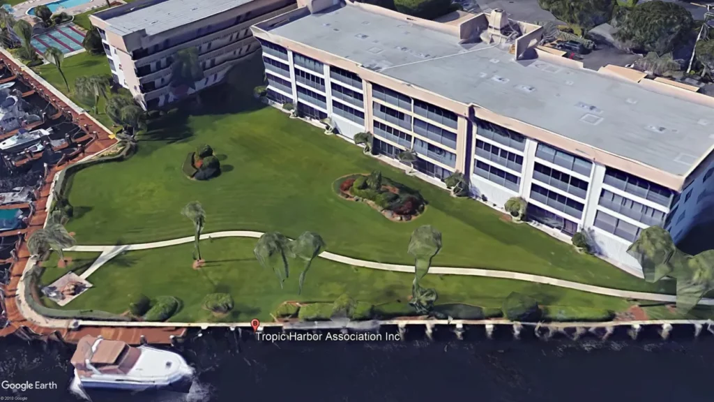 Exterior view of Tropic Harbor Association, where seawall engineering services were completed.