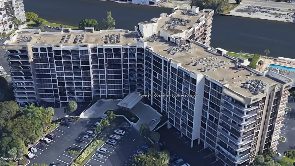 Exterior view of Towers of Oceanview South, site of building recertification.