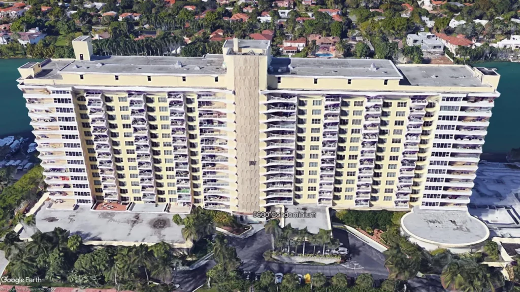 Exterior view of 5600 Condominium, site of concrete restoration engineering services.